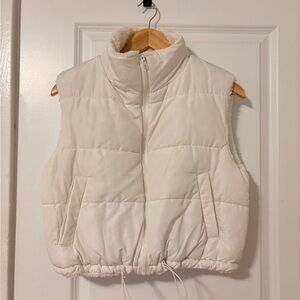 Ambiance Cream/White Puffer Vest with Sherpa Collar